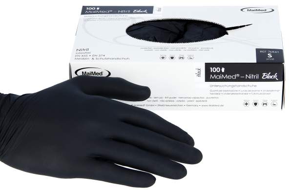 Nitrile Gloves Black 100 pack Size S